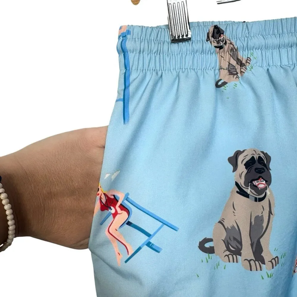 RSVLTS The Sandlot Trunks Mens M Blue Beast Dog Wendy Peffercorn Lifeguard Pool